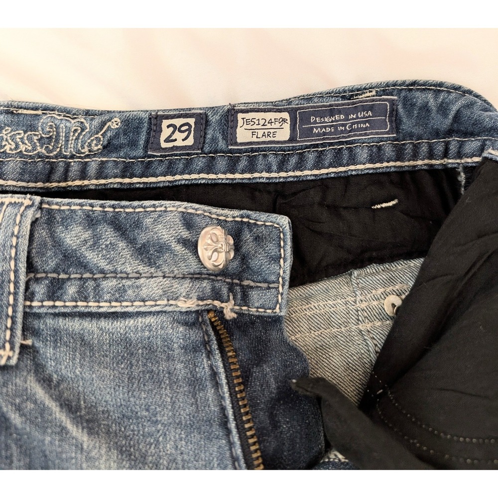 Miss Me Flare Denim Jeans 29 (30) Low Rise Stretch Sequin Blue JE5440F3R Great! - Picture 10 of 15